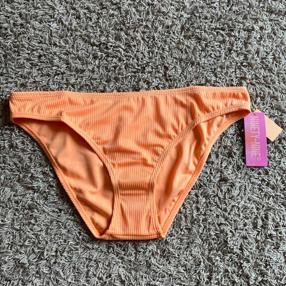 NWT! Juniors' Ninety-Nine° Orange High Leg V-Waist Cheeky Bikini Bottoms Size Lg - Picture 6 of 6